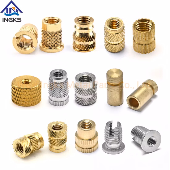 Tuercas de inserción de fusión en caliente de latón moleteado con diamante M5 M6 M8 para plástico