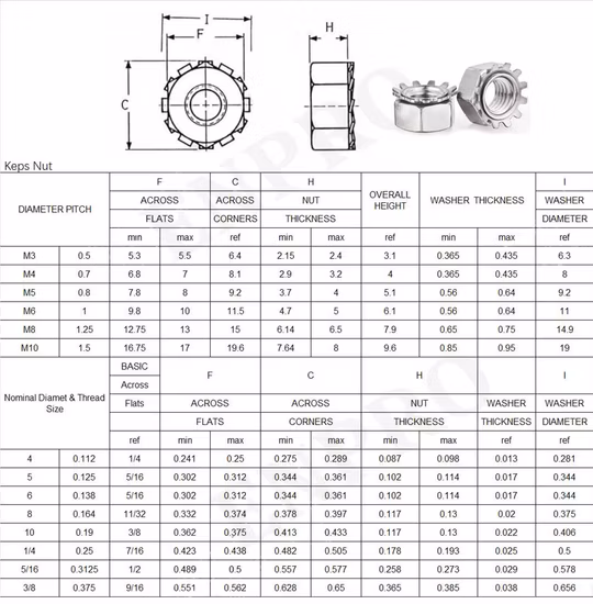 en stock M3 M4 M5 M6 M8 M10 Tuercas de empuje de acero inoxidable Tuerca Kep especial 6-32