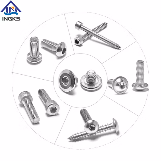 Ss 304 316 Acero inoxidable M3 M4 M5 Roscas de máquina Tornillo de cabeza hexagonal con cabeza de botón