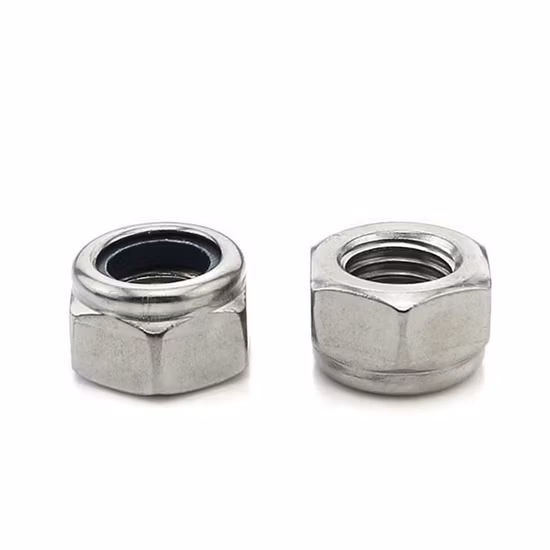 Tuerca de bloqueo de nailon hexagonal DIN985 China, venta al por mayor, chapada en zinc métrica, rápida, pesada, acero inoxidable, M2, M4, M8, M10